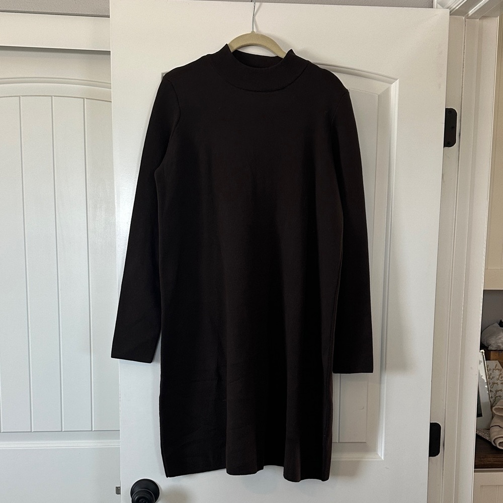 Chic Brown Long Sleeve Sweater Dress